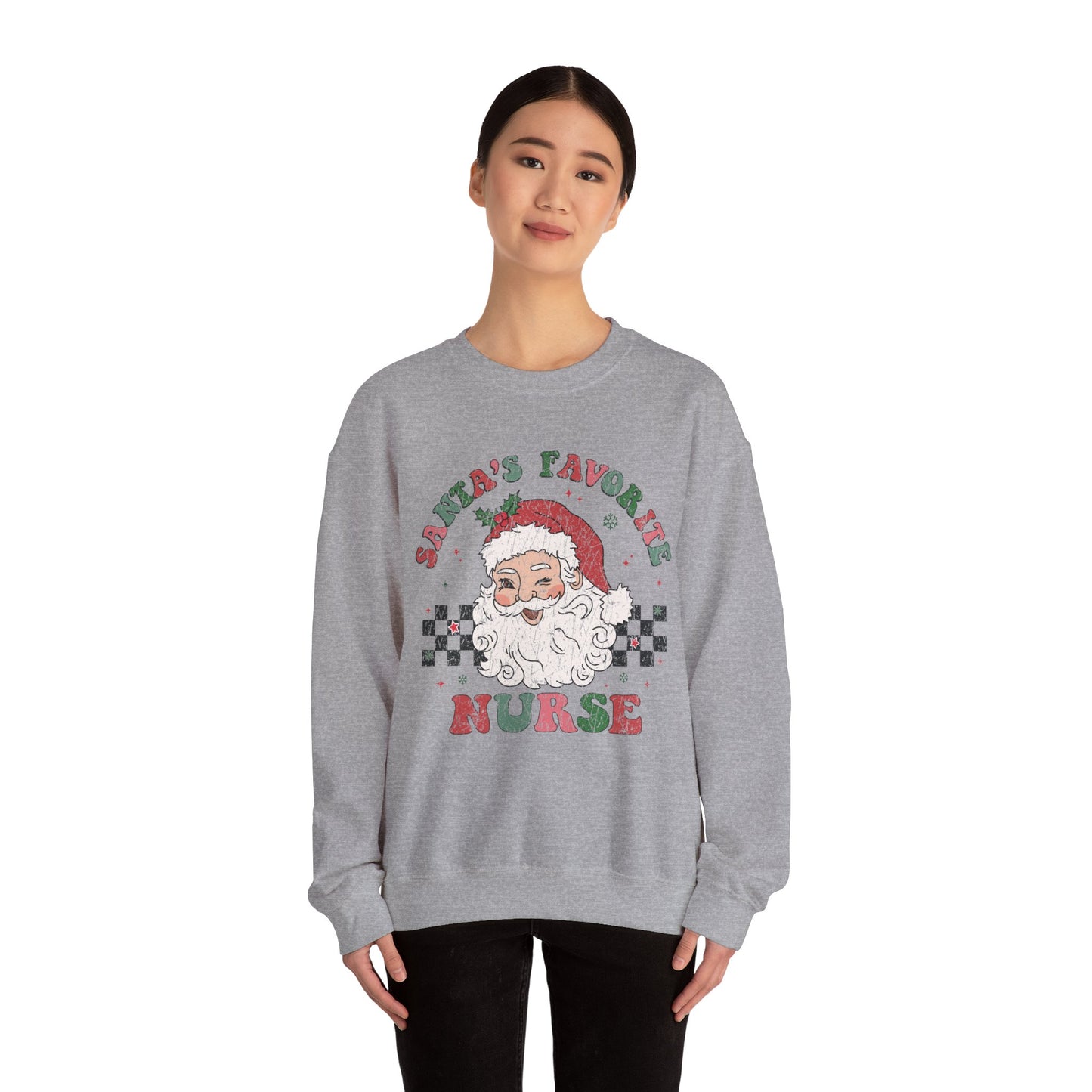 Santa's Favorite Nurse - Unisex Midweight Softstyle Fleece Crewneck Sweatshirt