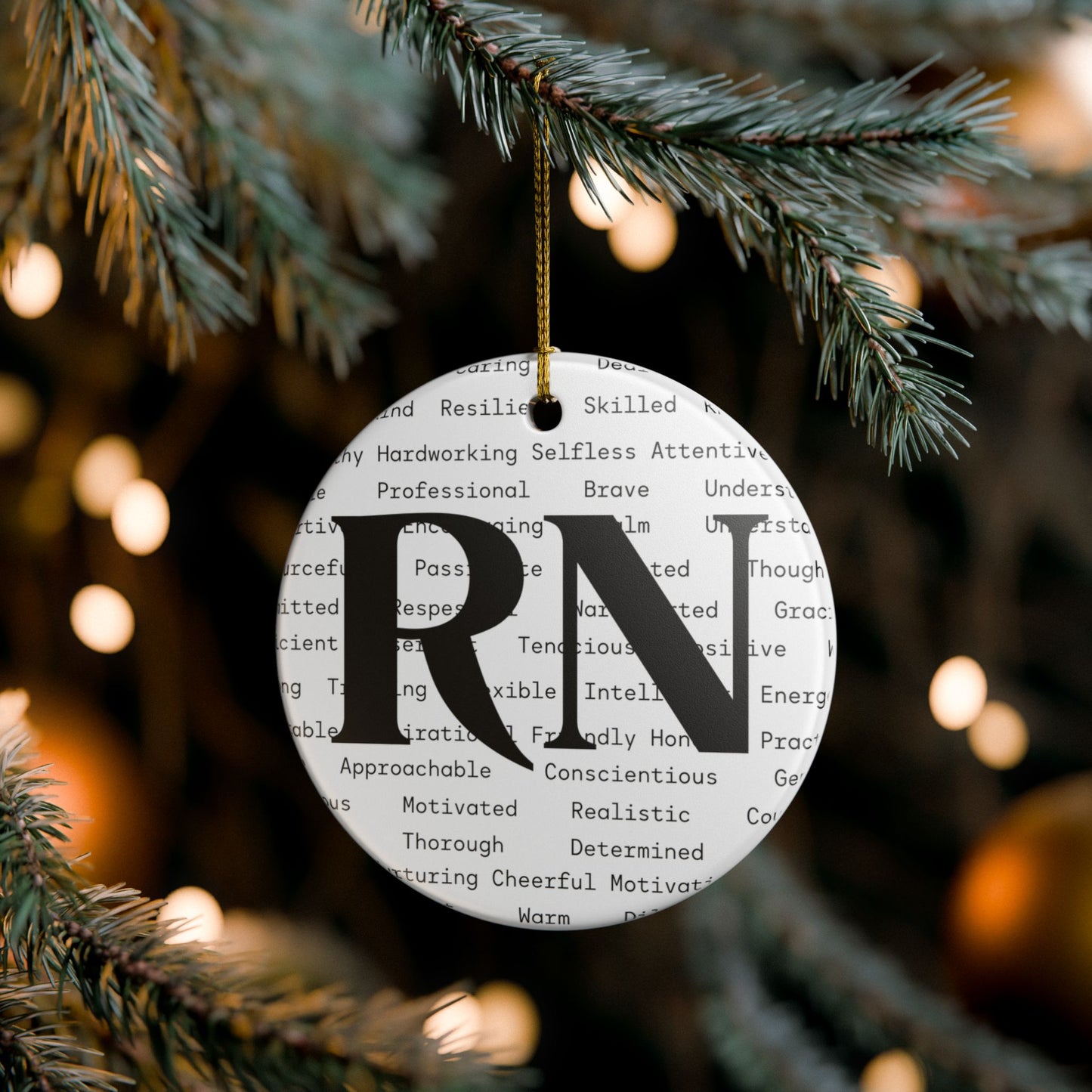 RN Ceramic Holiday Ornament - Perfect Gift for Nurses
