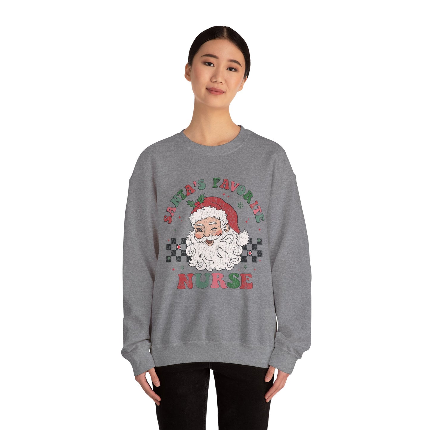 Santa's Favorite Nurse - Unisex Midweight Softstyle Fleece Crewneck Sweatshirt