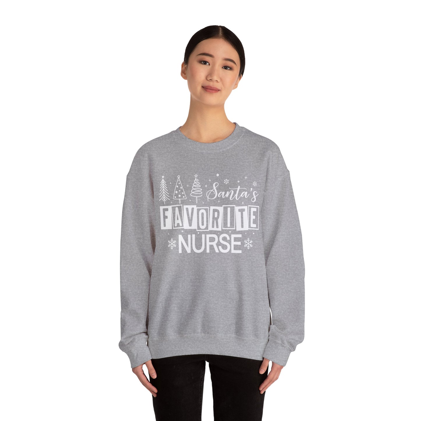 Santa's Favorite Nurse - Unisex Midweight Softstyle Fleece Crewneck Sweatshirt