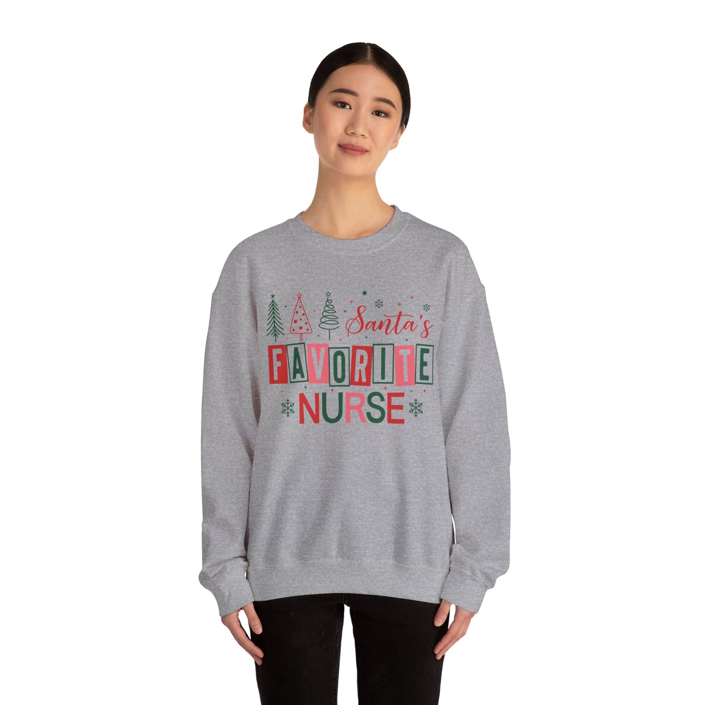 Santa's Favorite Nurse - Unisex Midweight Softstyle Fleece Crewneck Sweatshirt