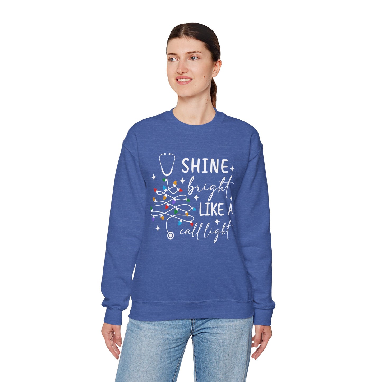 Shine Bright Like a Call Light - Unisex Midweight Softstyle Fleece Crewneck Sweatshirt