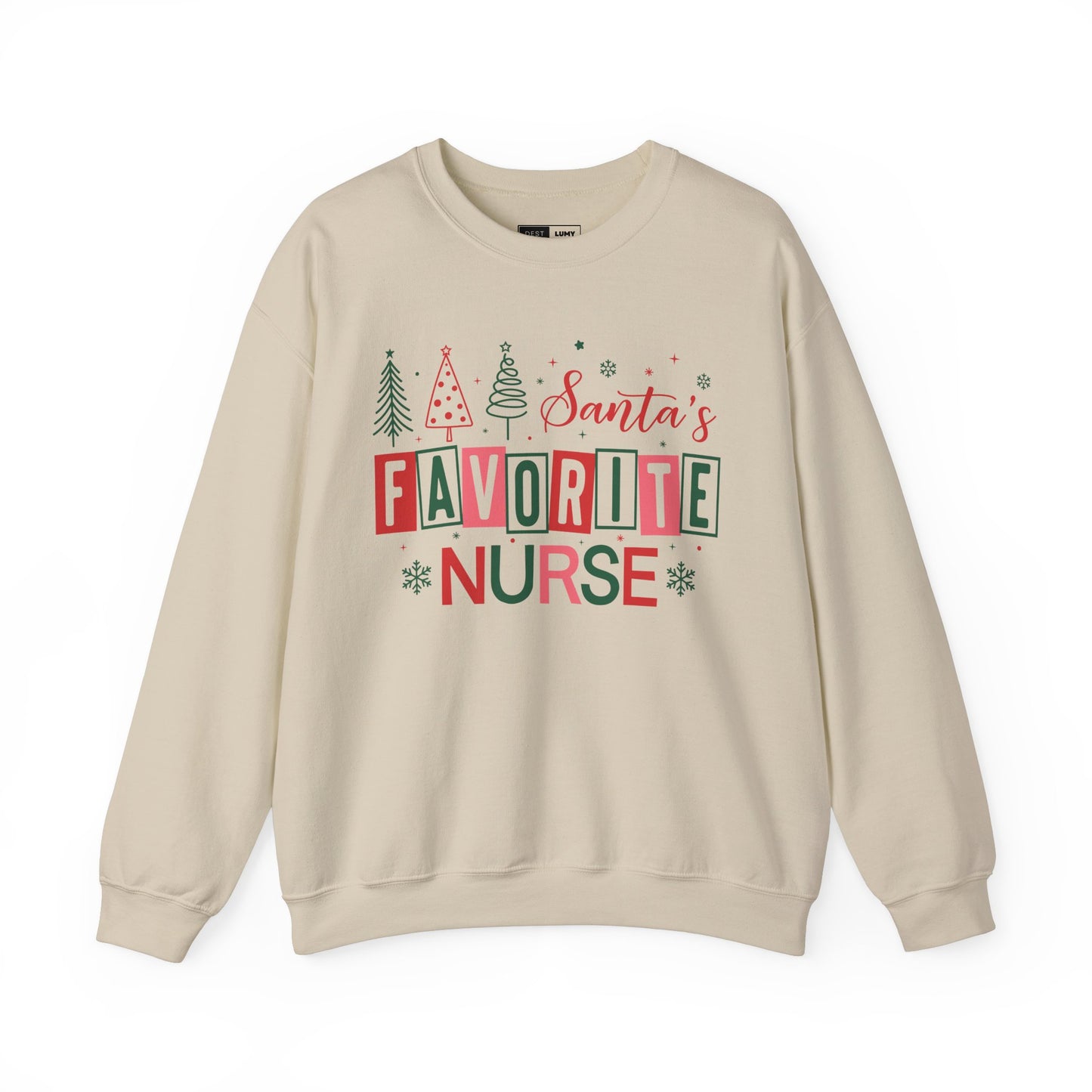 Santa's Favorite Nurse - Unisex Midweight Softstyle Fleece Crewneck Sweatshirt