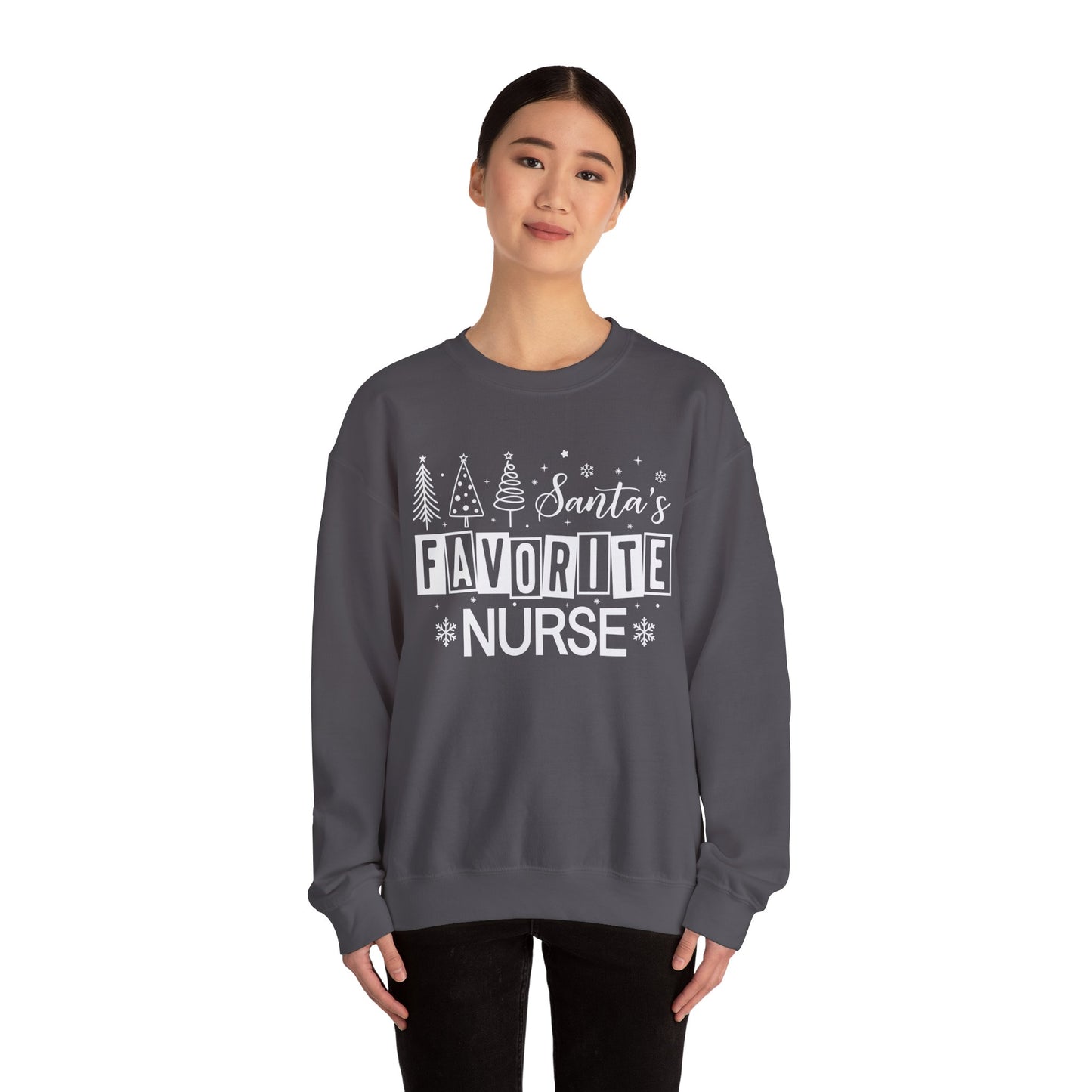 Santa's Favorite Nurse - Unisex Midweight Softstyle Fleece Crewneck Sweatshirt