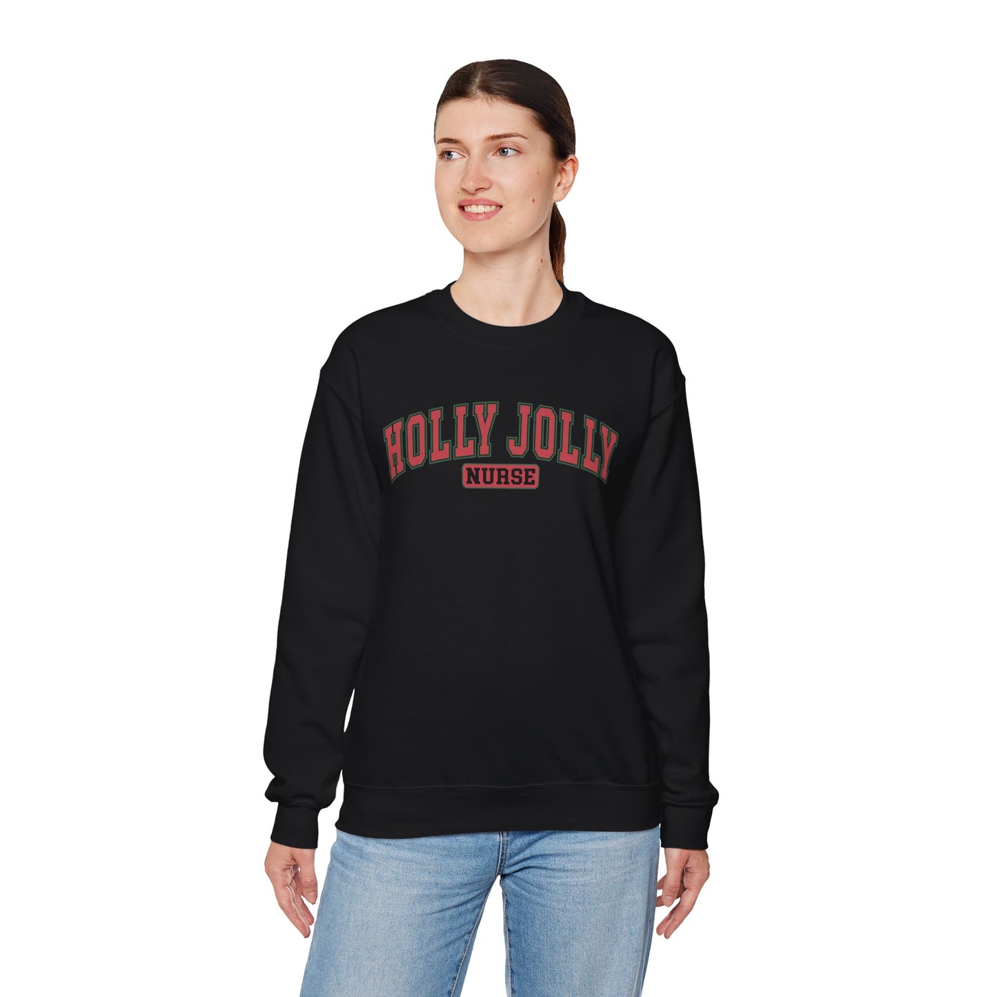 Holly Jolly Nurse Fleece Crewneck Sweatshirt