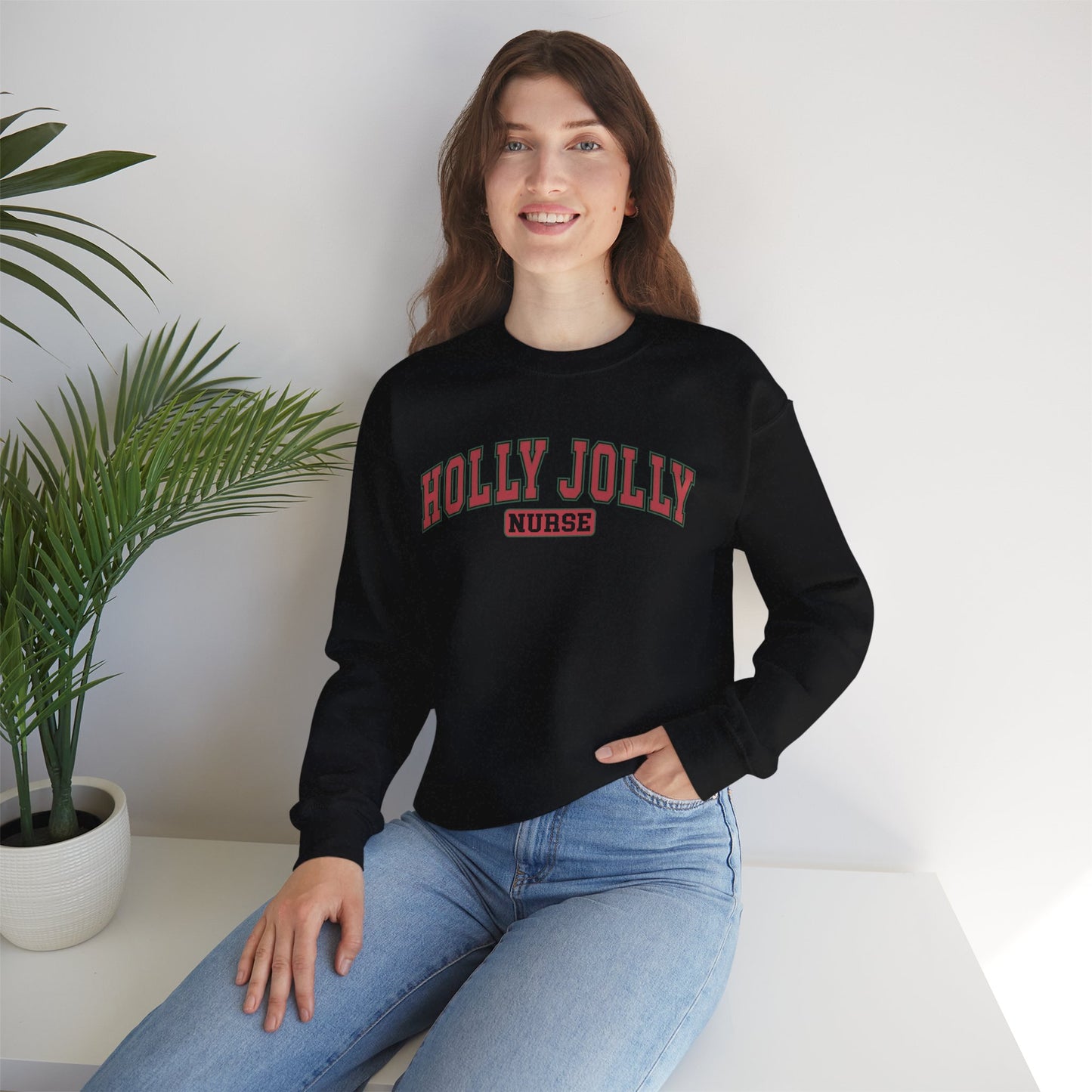 Holly Jolly Nurse Fleece Crewneck Sweatshirt