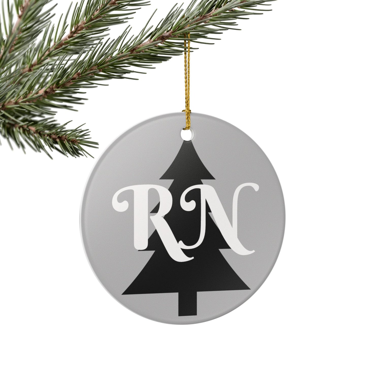 Personalized Holiday Ceramic Ornament - Monogrammed Tree Decoration