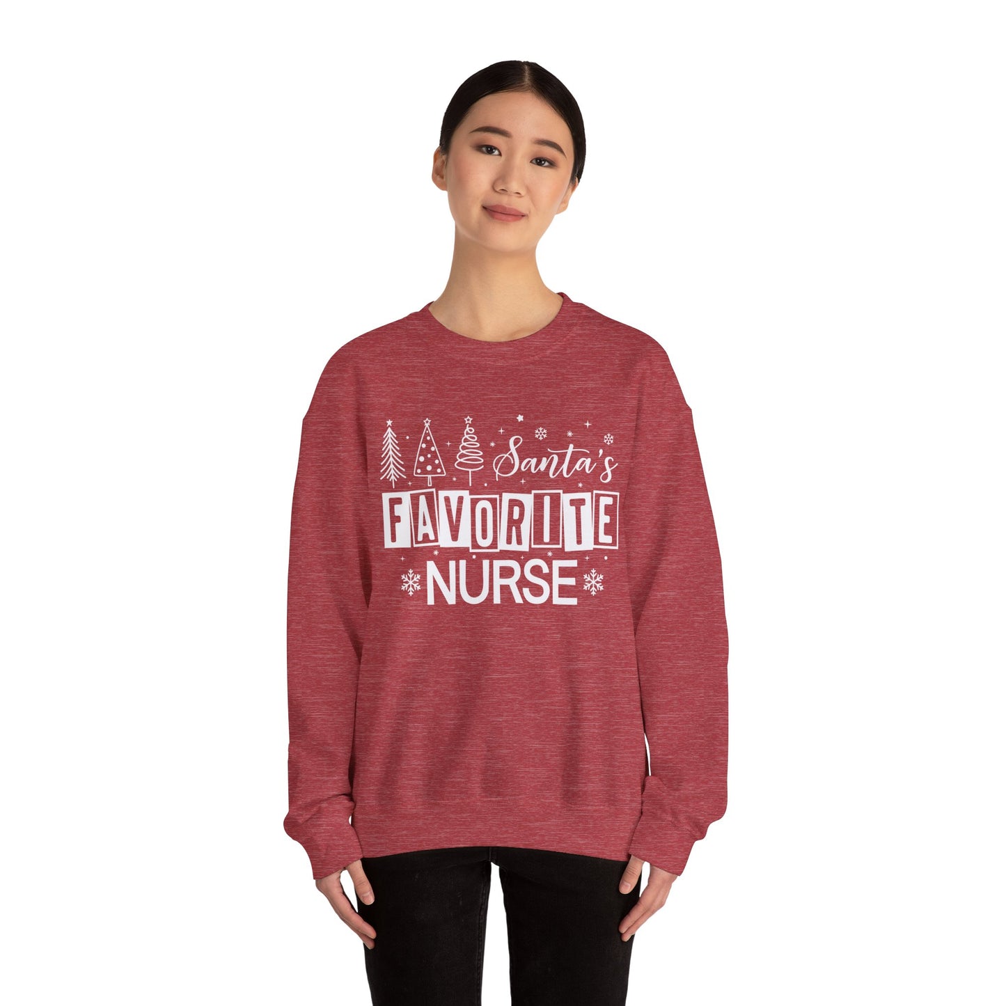 Santa's Favorite Nurse - Unisex Midweight Softstyle Fleece Crewneck Sweatshirt