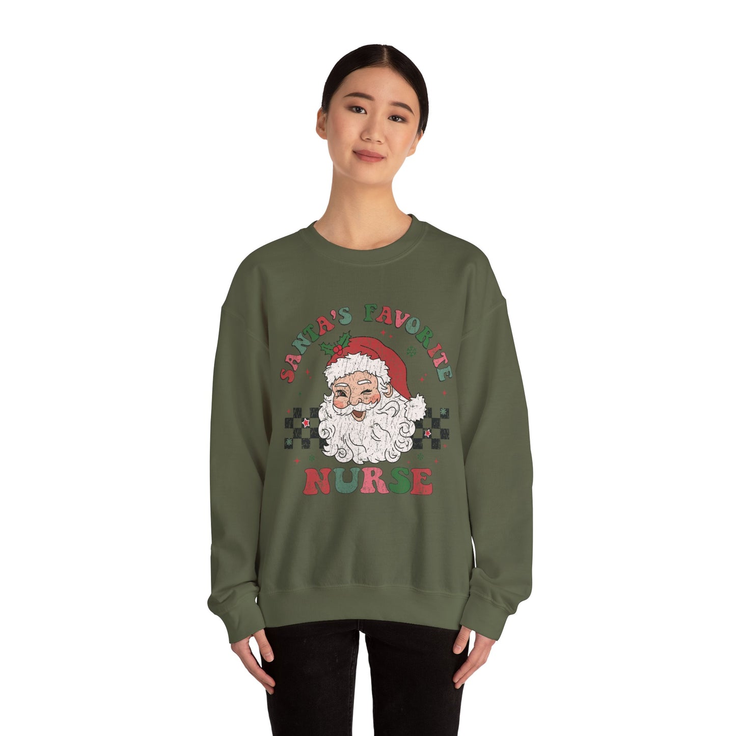 Santa's Favorite Nurse - Unisex Midweight Softstyle Fleece Crewneck Sweatshirt