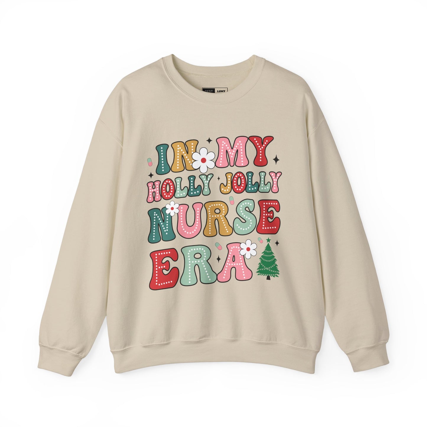 Unisex Midweight Softstyle Fleece Crewneck Sweatshirt - In My Holly Jolly Nurse Era