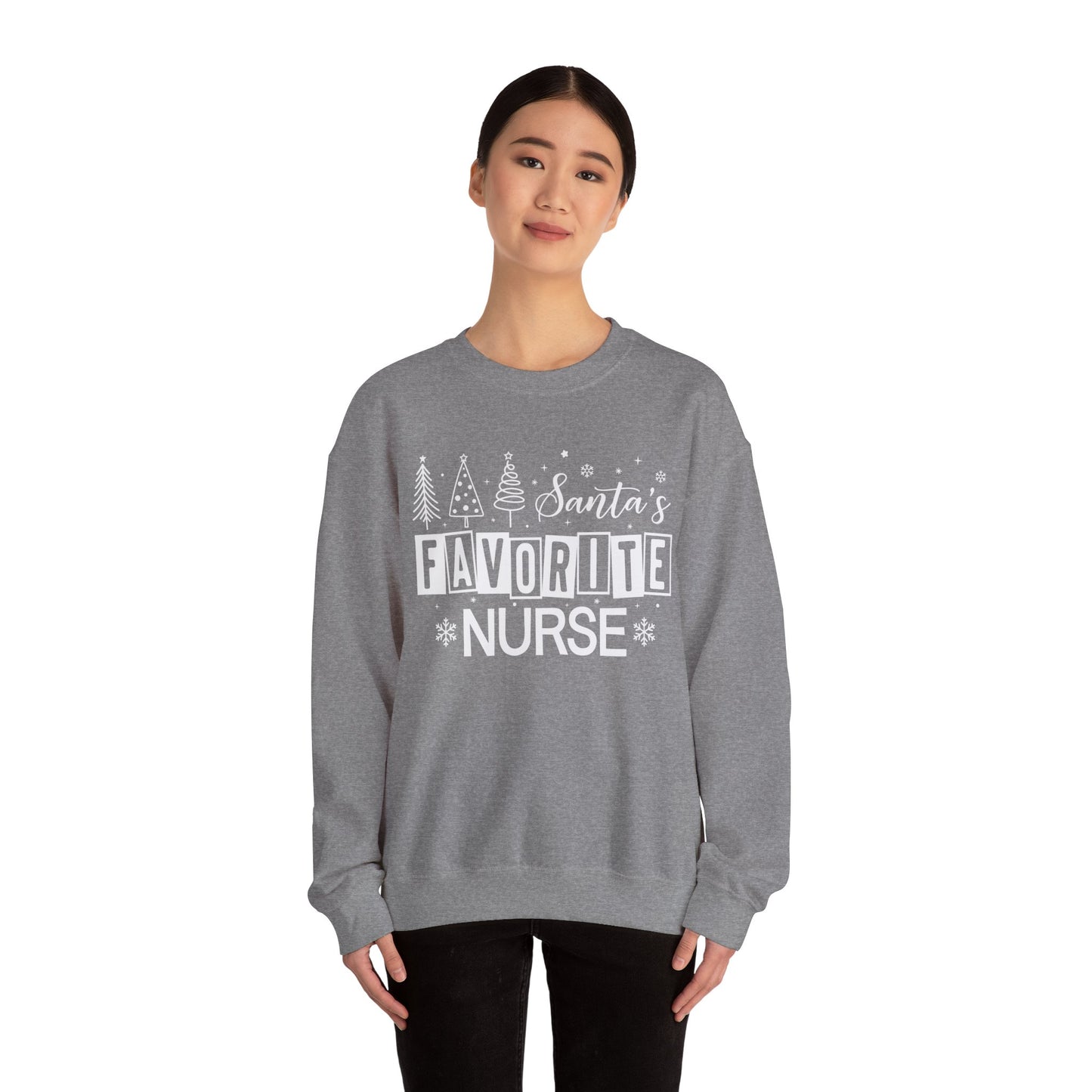 Santa's Favorite Nurse - Unisex Midweight Softstyle Fleece Crewneck Sweatshirt