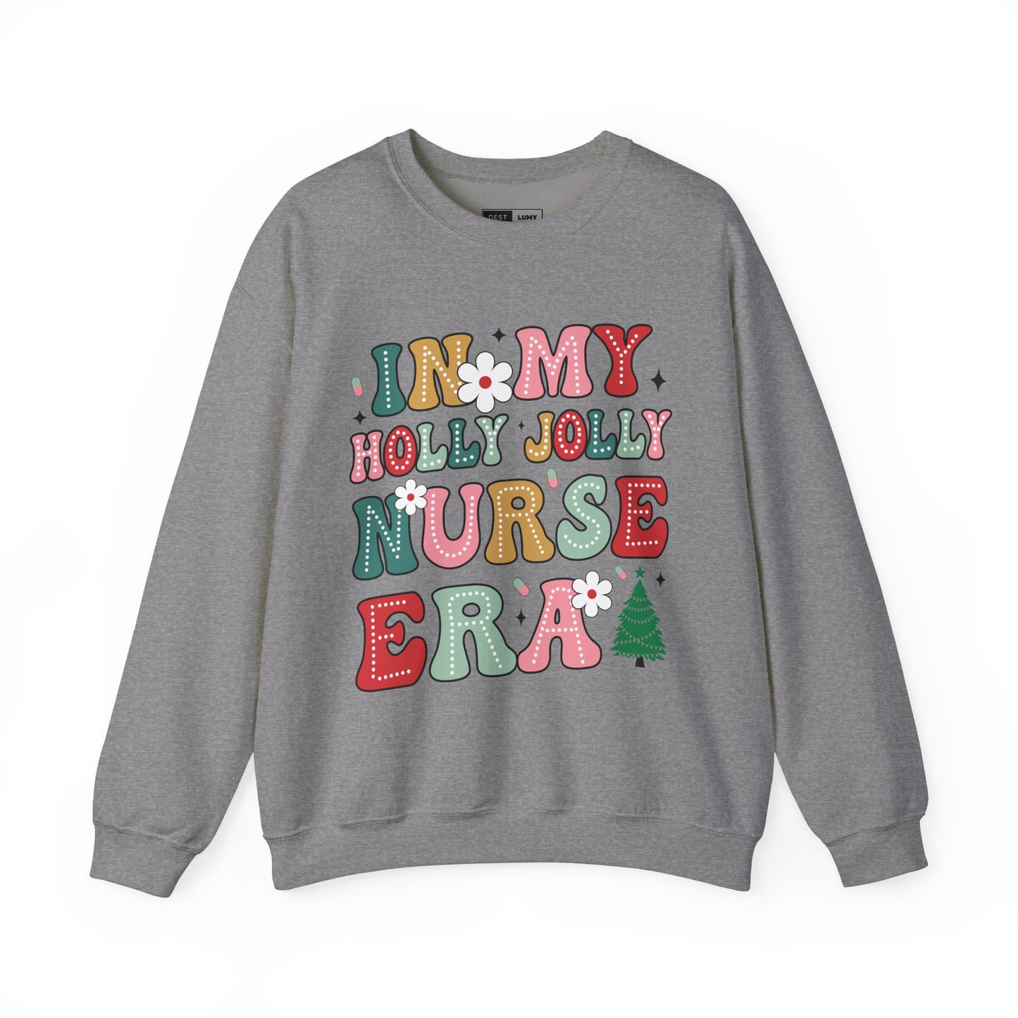 Unisex Midweight Softstyle Fleece Crewneck Sweatshirt - In My Holly Jolly Nurse Era