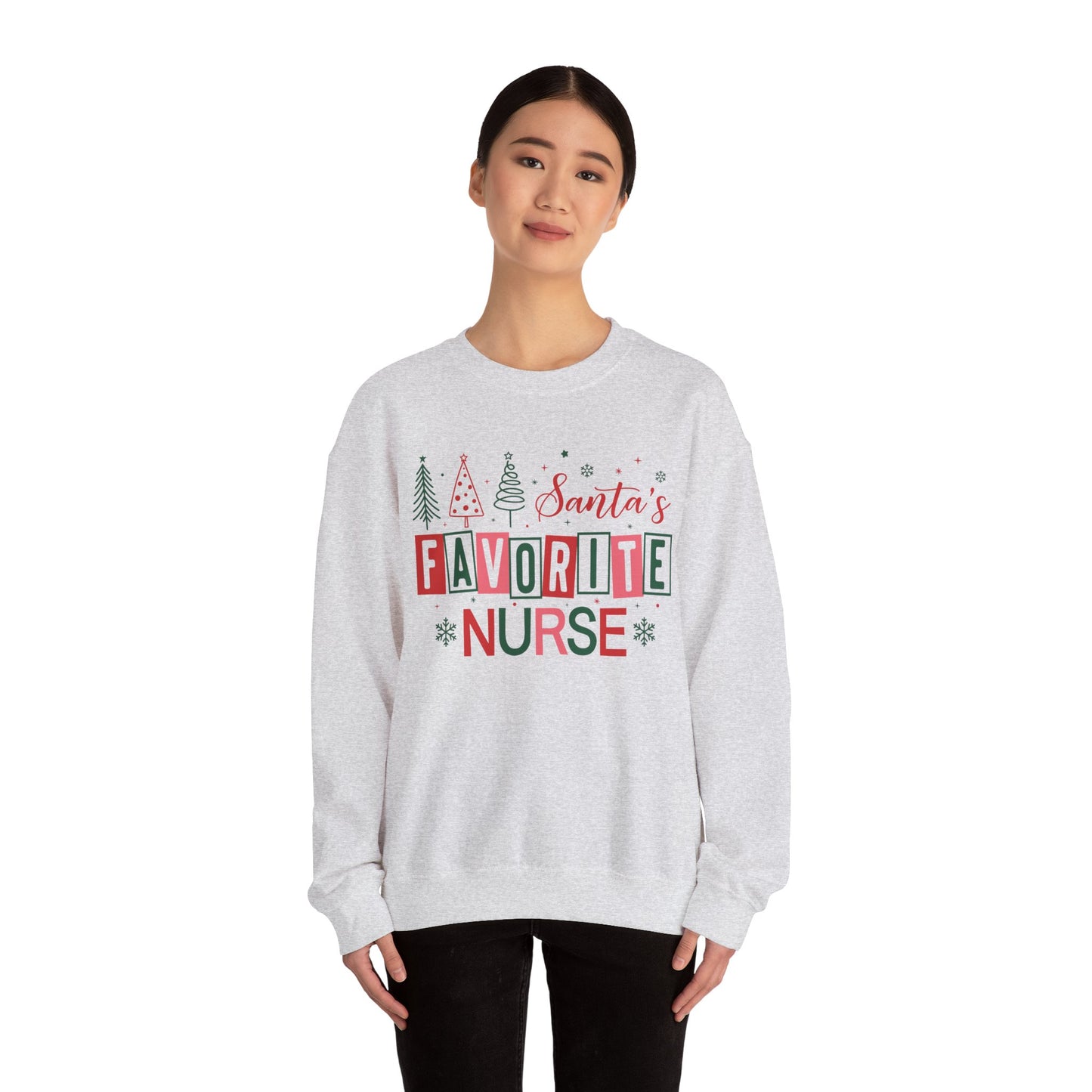 Santa's Favorite Nurse - Unisex Midweight Softstyle Fleece Crewneck Sweatshirt