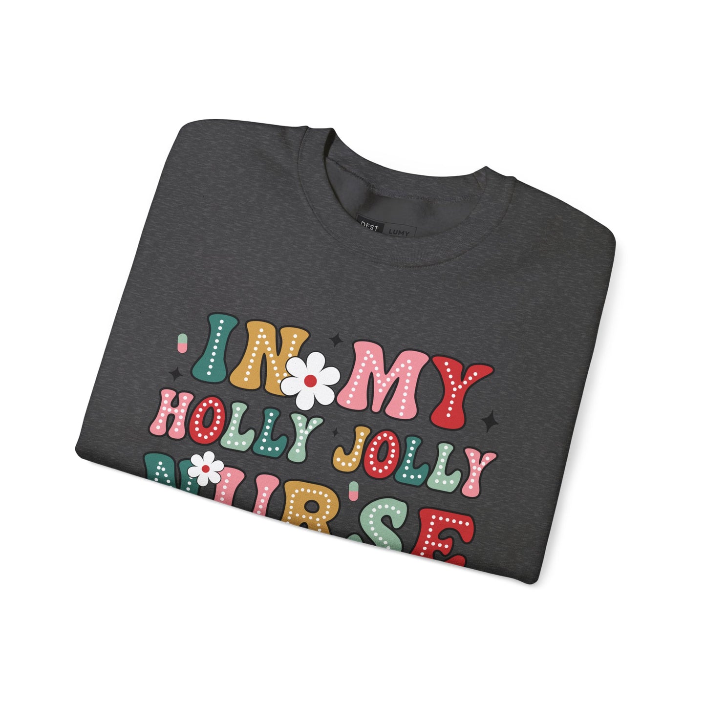 Unisex Midweight Softstyle Fleece Crewneck Sweatshirt - In My Holly Jolly Nurse Era