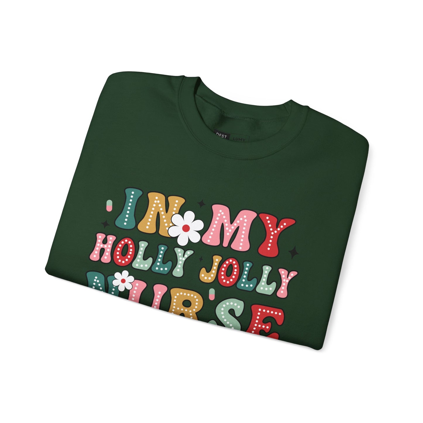 Unisex Midweight Softstyle Fleece Crewneck Sweatshirt - In My Holly Jolly Nurse Era