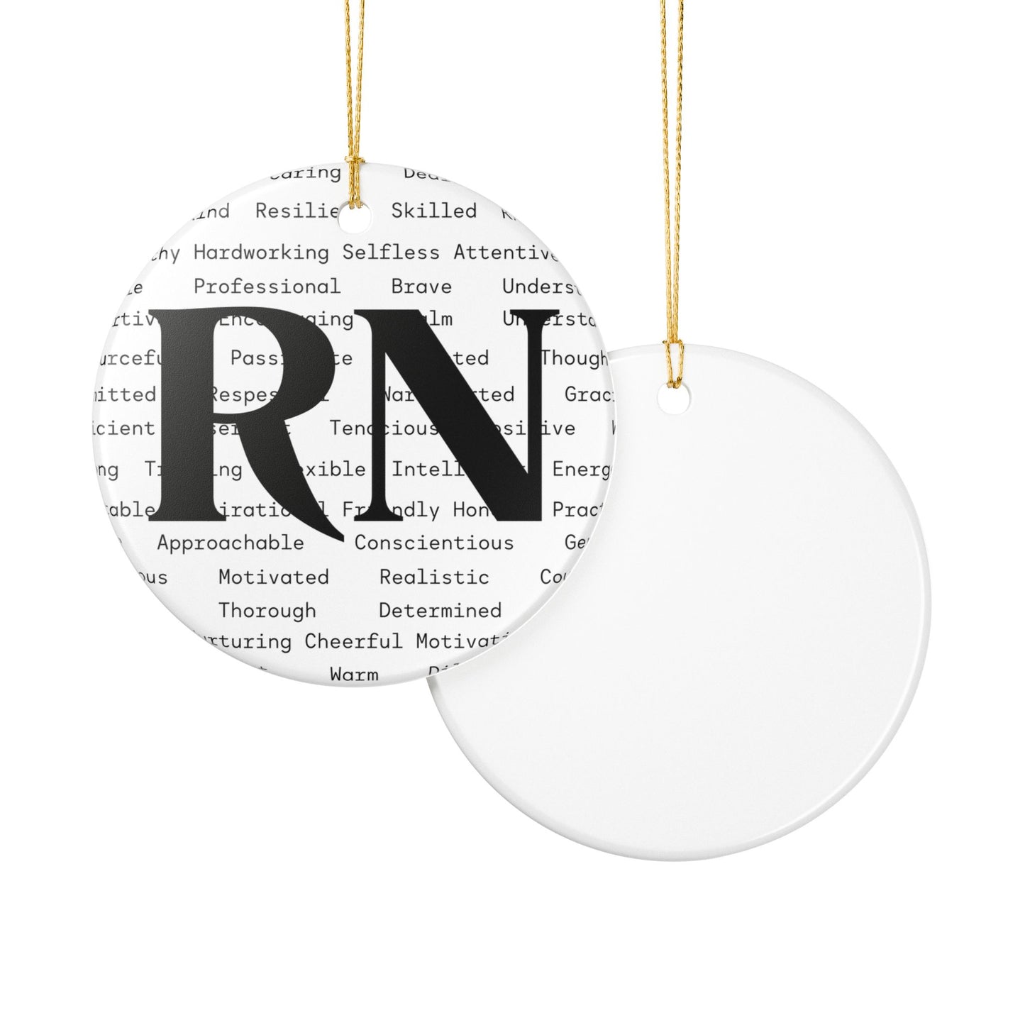 RN Ceramic Holiday Ornament - Perfect Gift for Nurses
