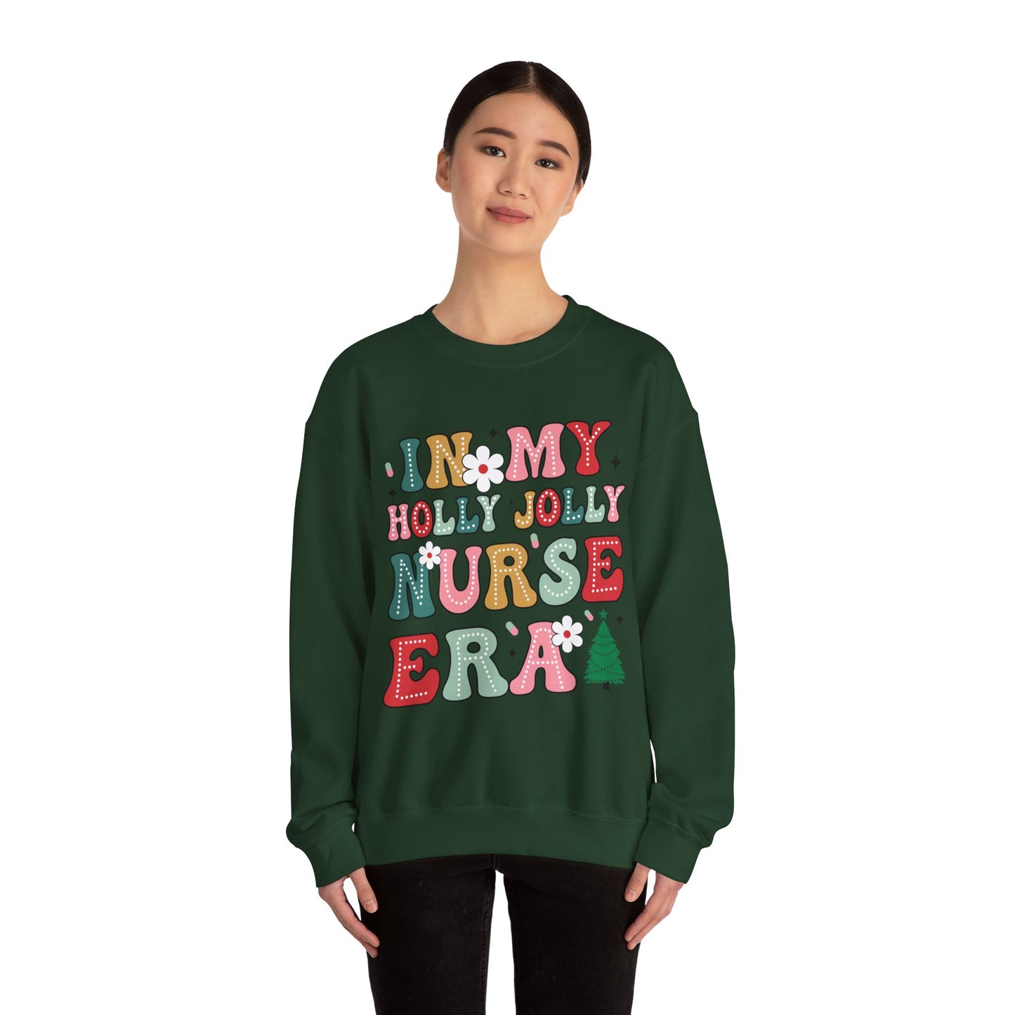 Unisex Midweight Softstyle Fleece Crewneck Sweatshirt - In My Holly Jolly Nurse Era