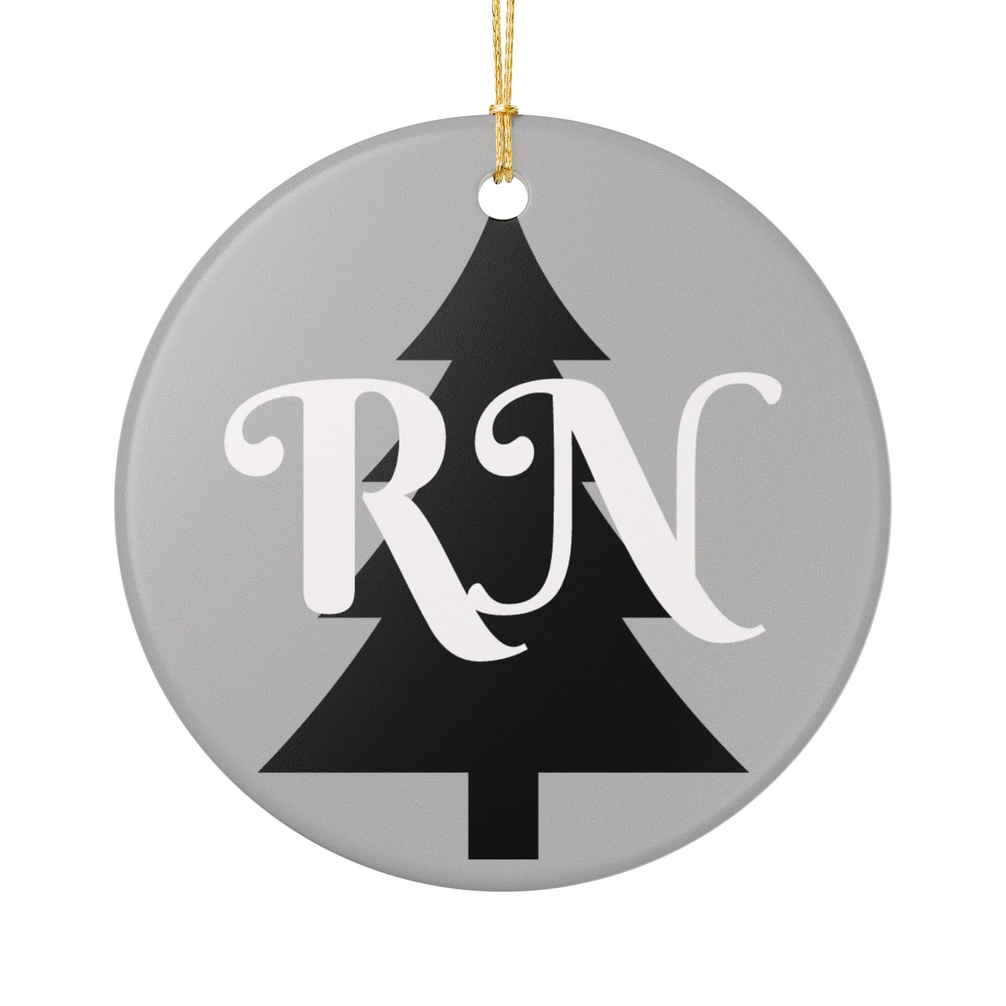 Personalized Holiday Ceramic Ornament - Monogrammed Tree Decoration