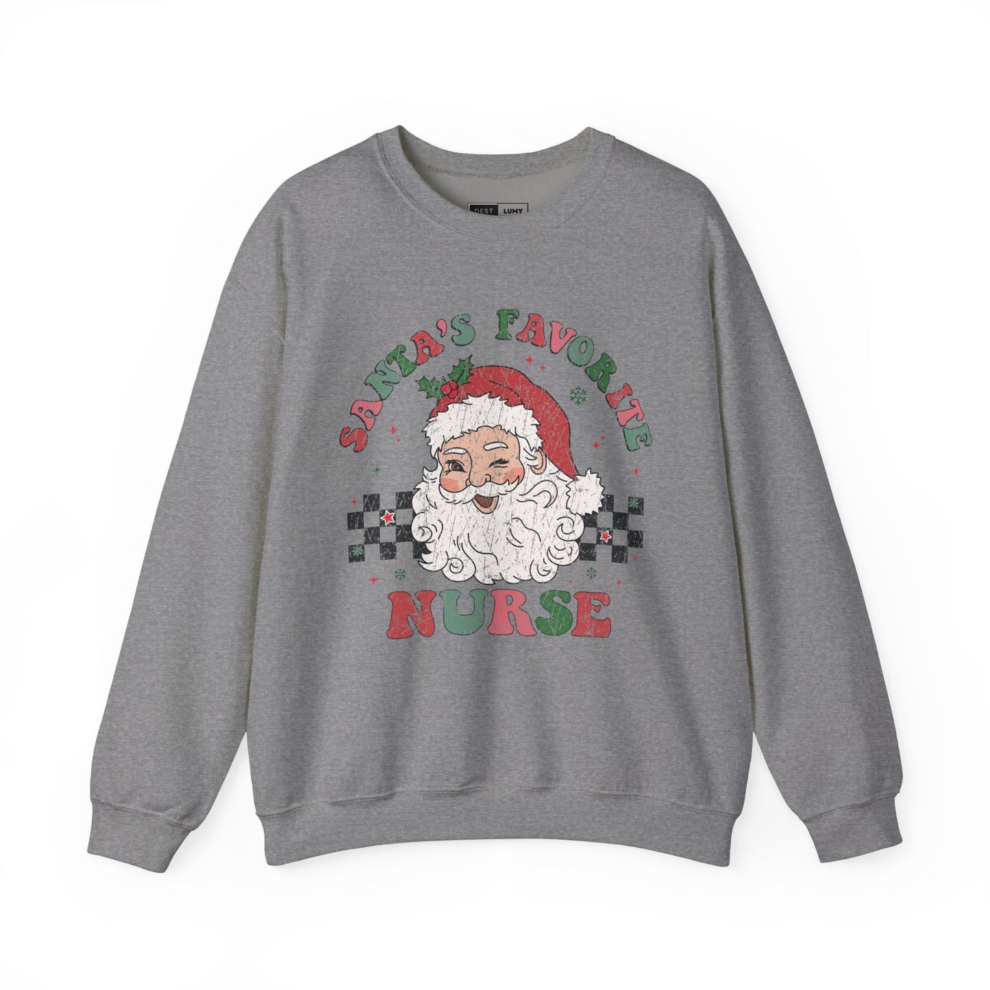 Santa's Favorite Nurse - Unisex Midweight Softstyle Fleece Crewneck Sweatshirt