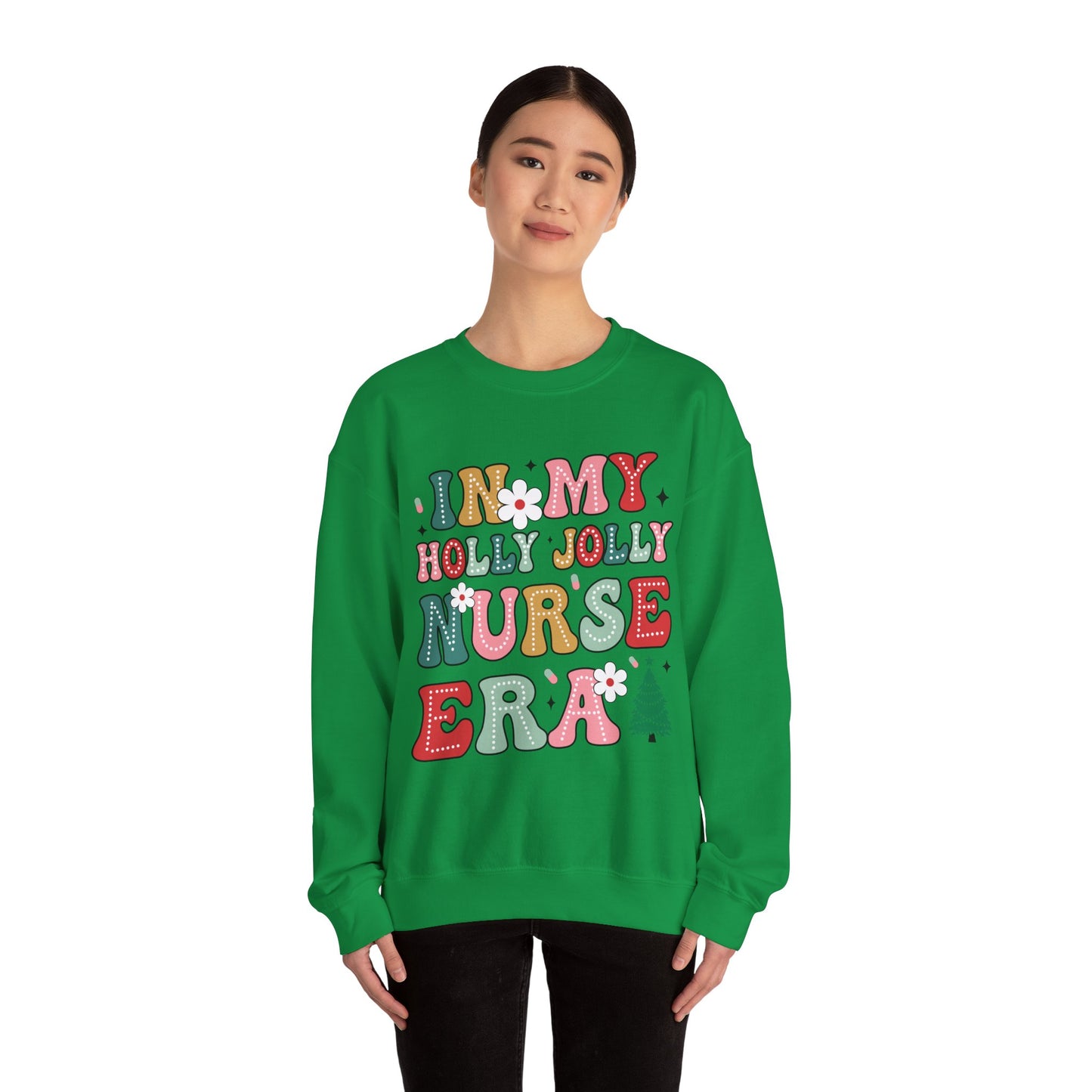 Unisex Midweight Softstyle Fleece Crewneck Sweatshirt - In My Holly Jolly Nurse Era