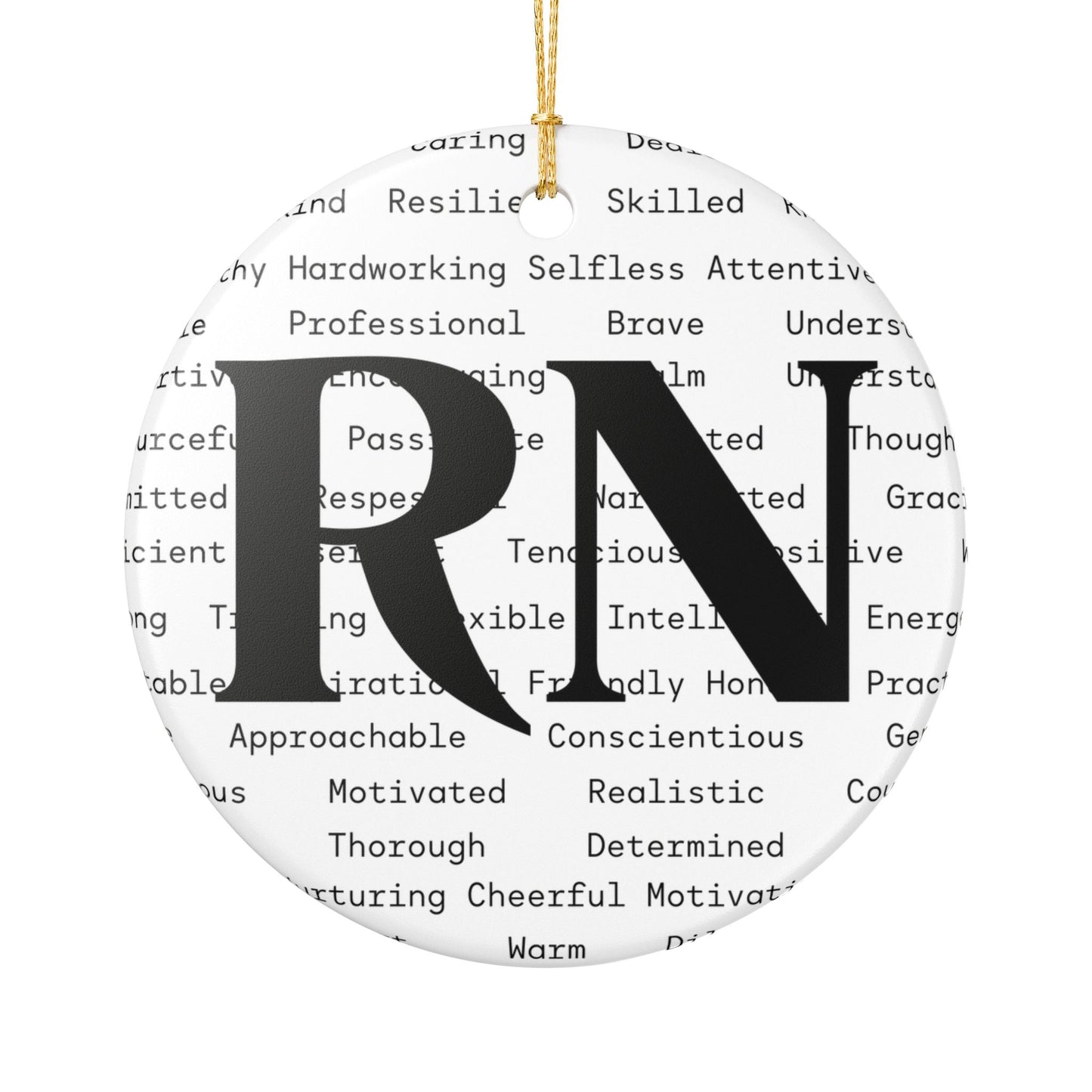 RN Ceramic Holiday Ornament - Perfect Gift for Nurses