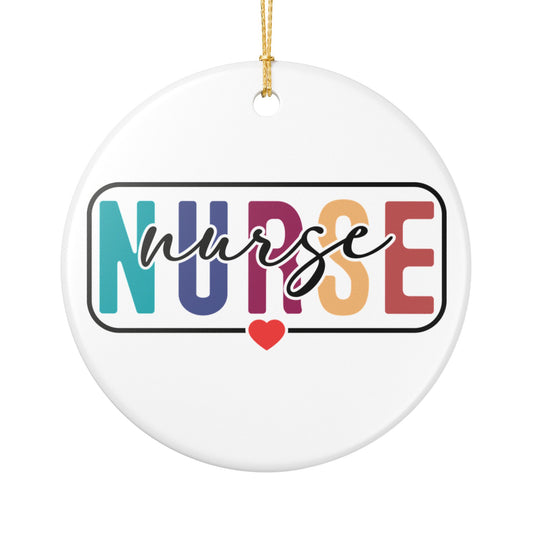 Nurse Ceramic Ornament Decoration - Colorful Heart Design