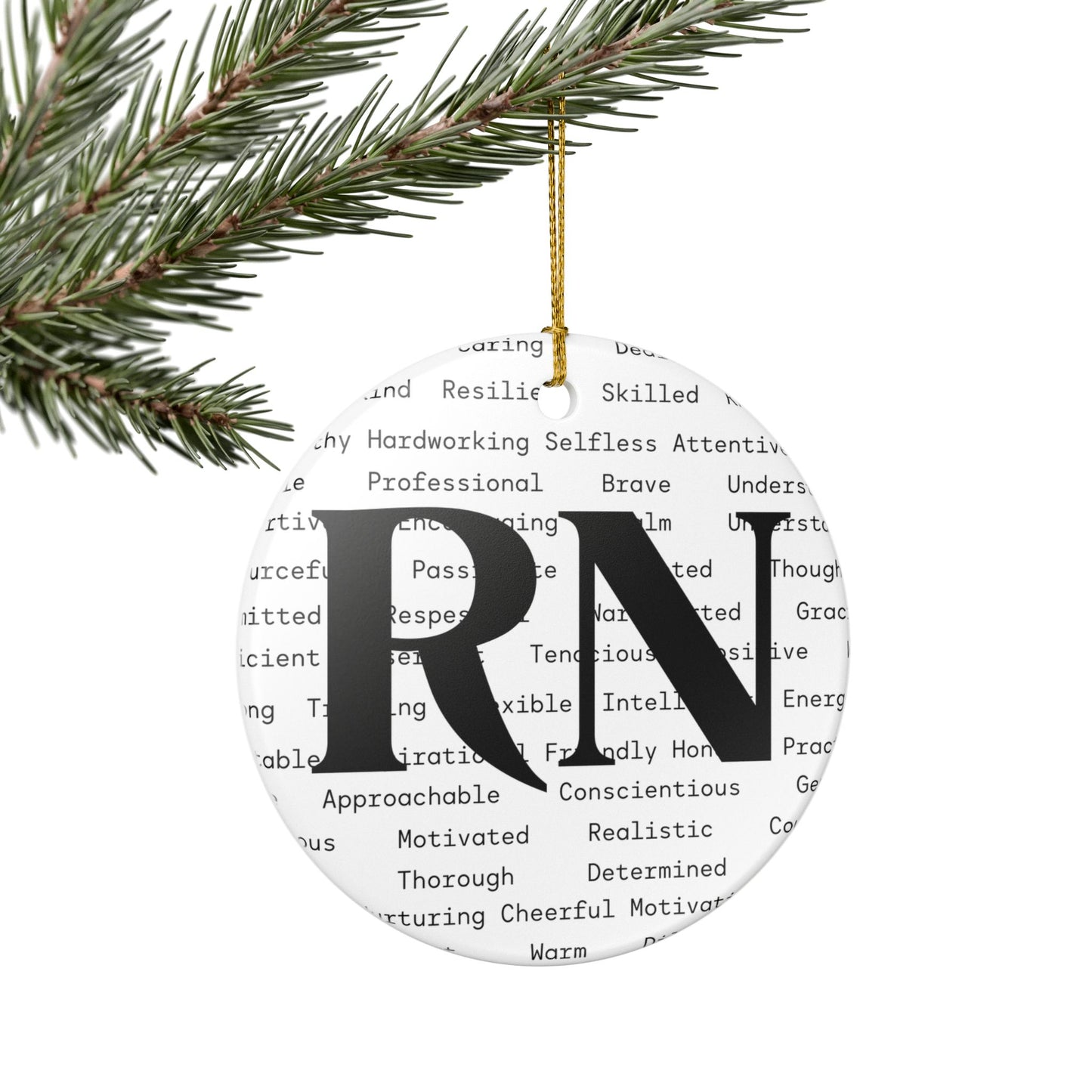 RN Ceramic Holiday Ornament - Perfect Gift for Nurses